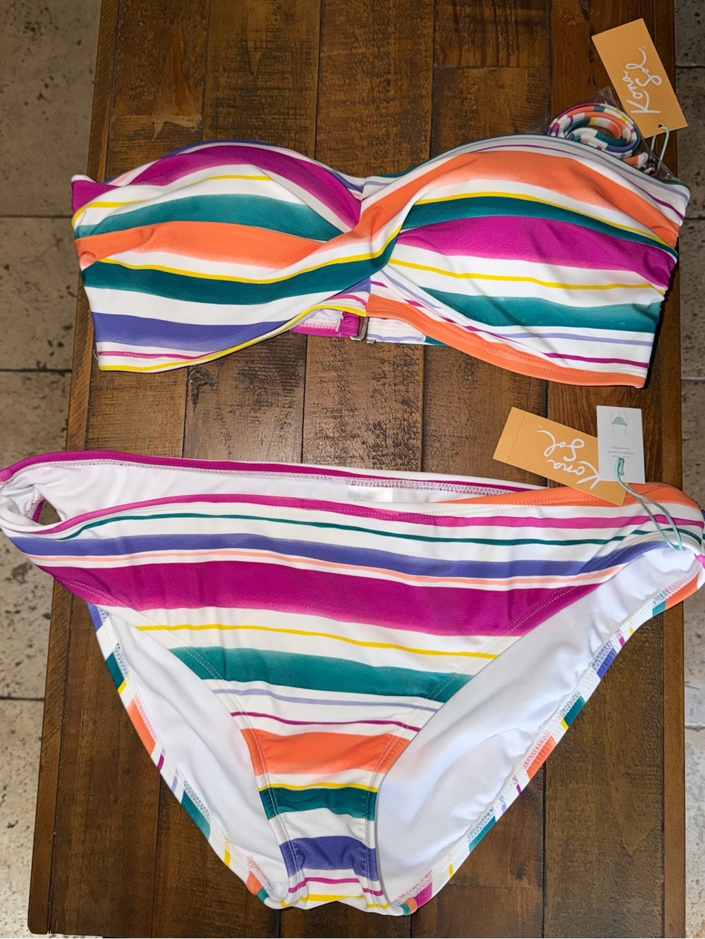 Target Multi-Color Stripe Bandeau Bikini Set